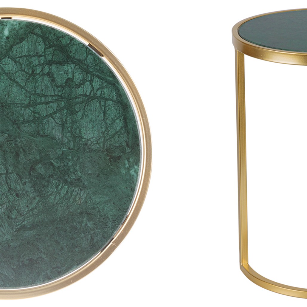 Приставной стол Round Table Marble gold зеленый мрамор