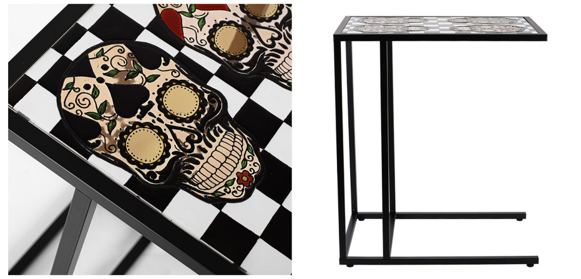 Приставной стол Skull on Chessboard