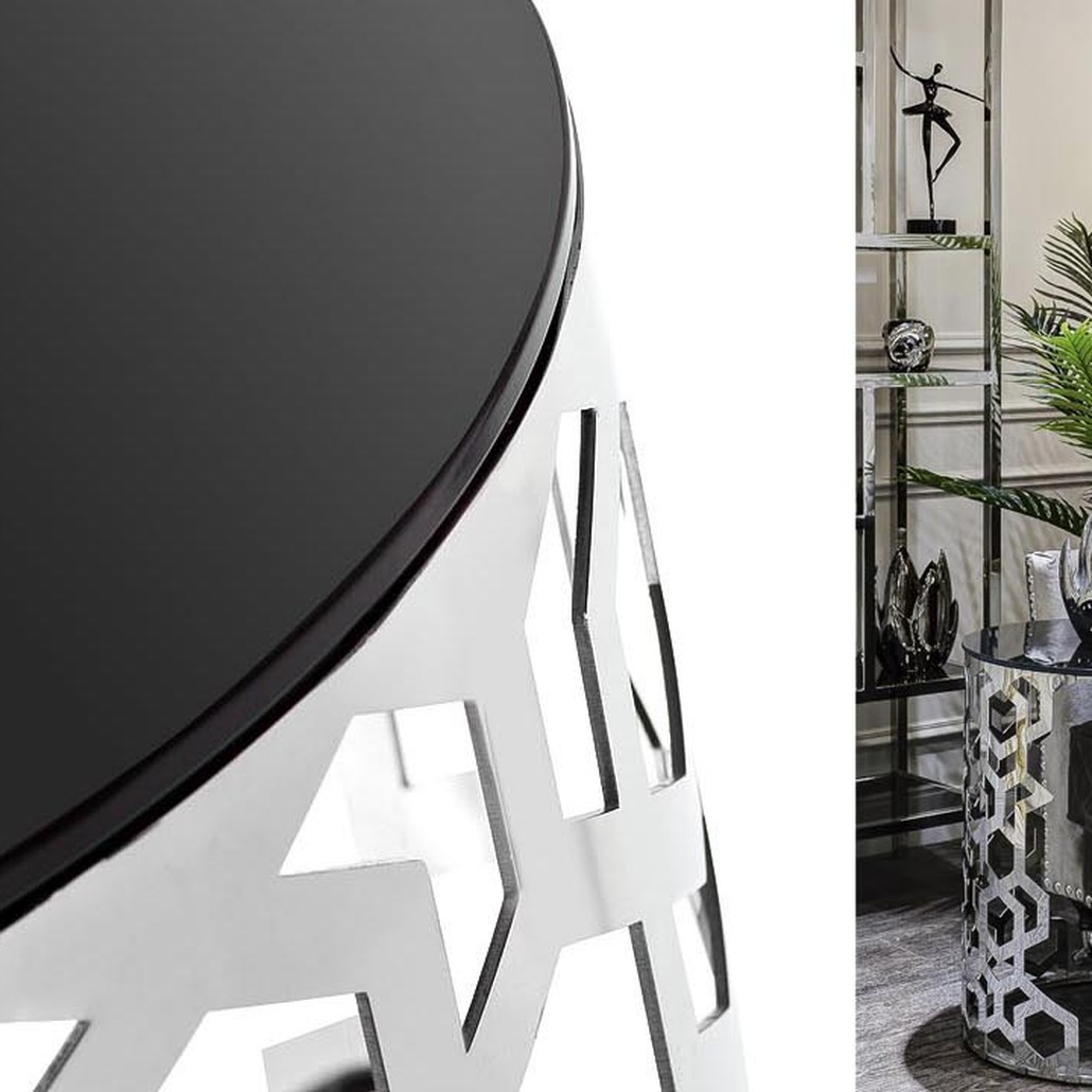 Приставной стол Yen Geometry Side Table silver 60