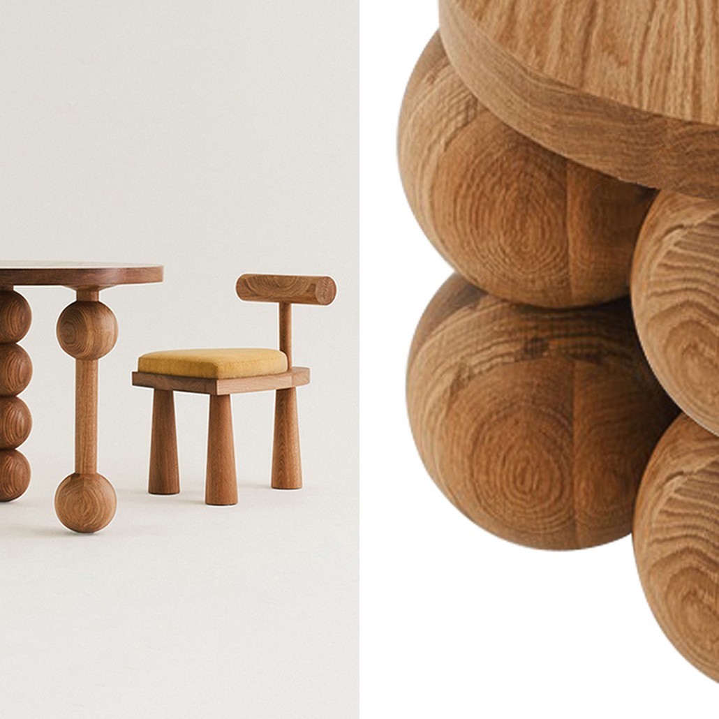 Приставной стол деревянный Wooden Spheres Unique Shaped Side Table