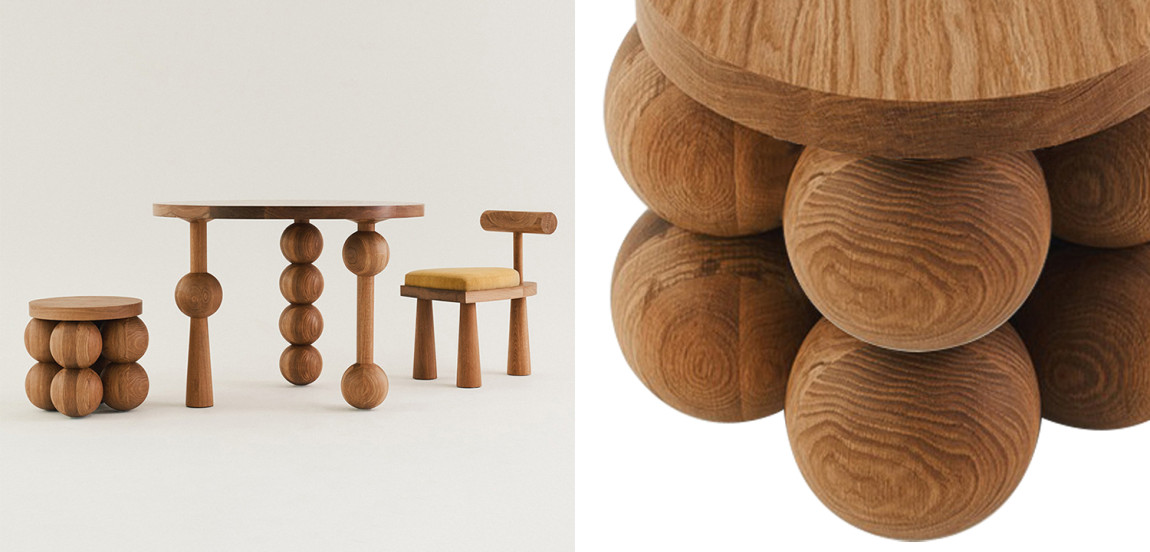 Приставной стол деревянный Wooden Spheres Unique Shaped Side Table