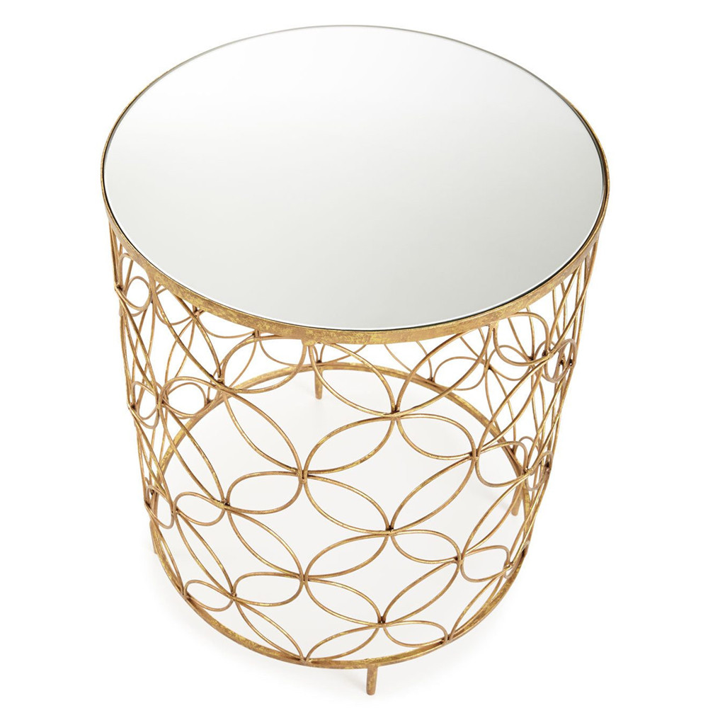 Приставной стол золотой с зеркальной столешницей Golden Symphony