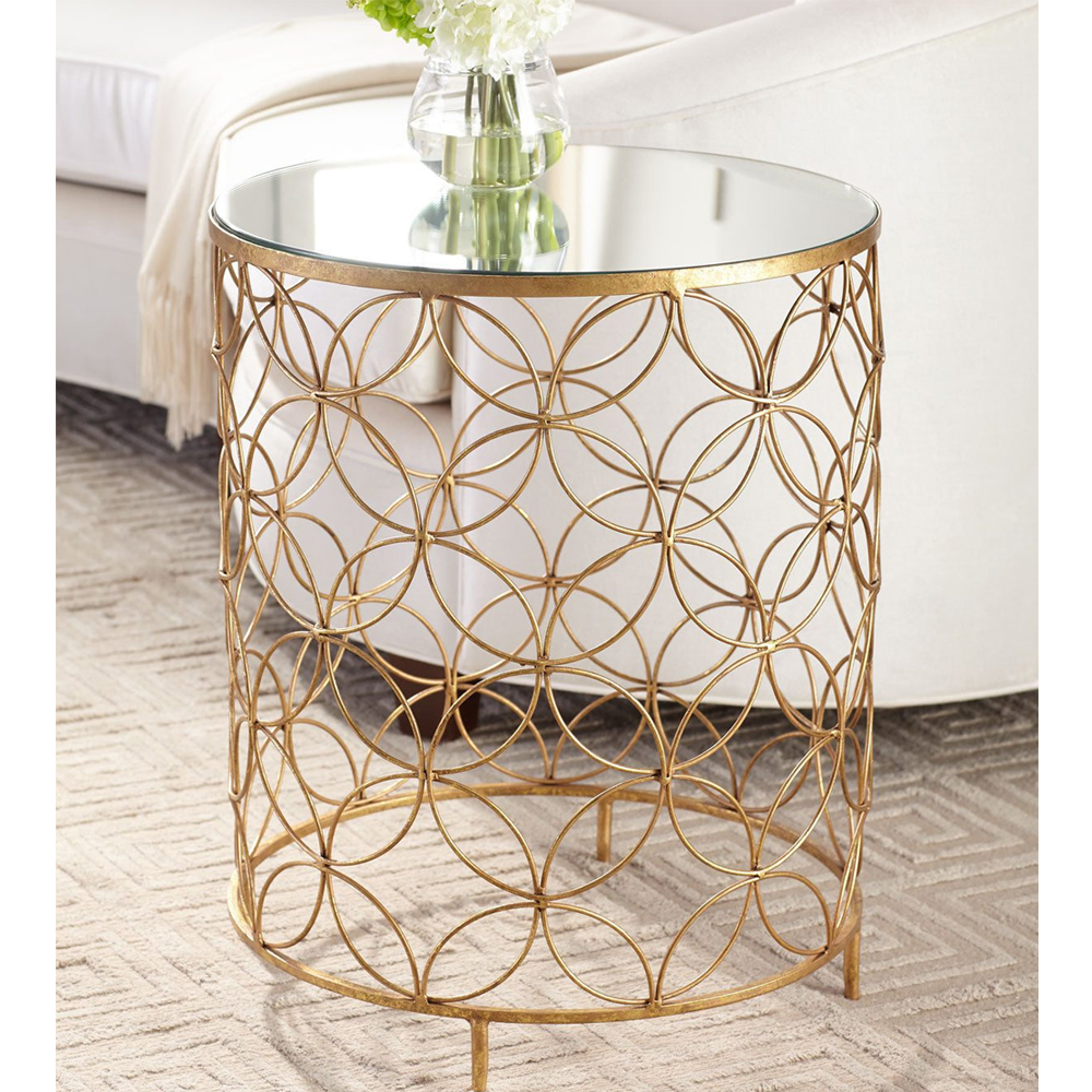 Приставной стол золотой с зеркальной столешницей Golden Symphony