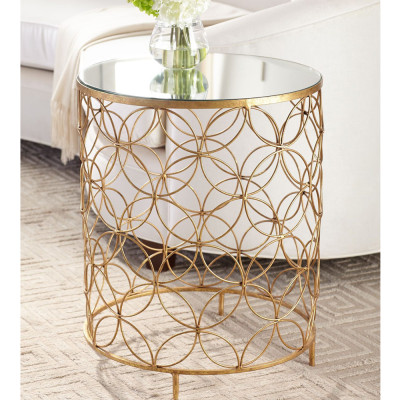 Приставной стол золотой с зеркальной столешницей Golden Symphony