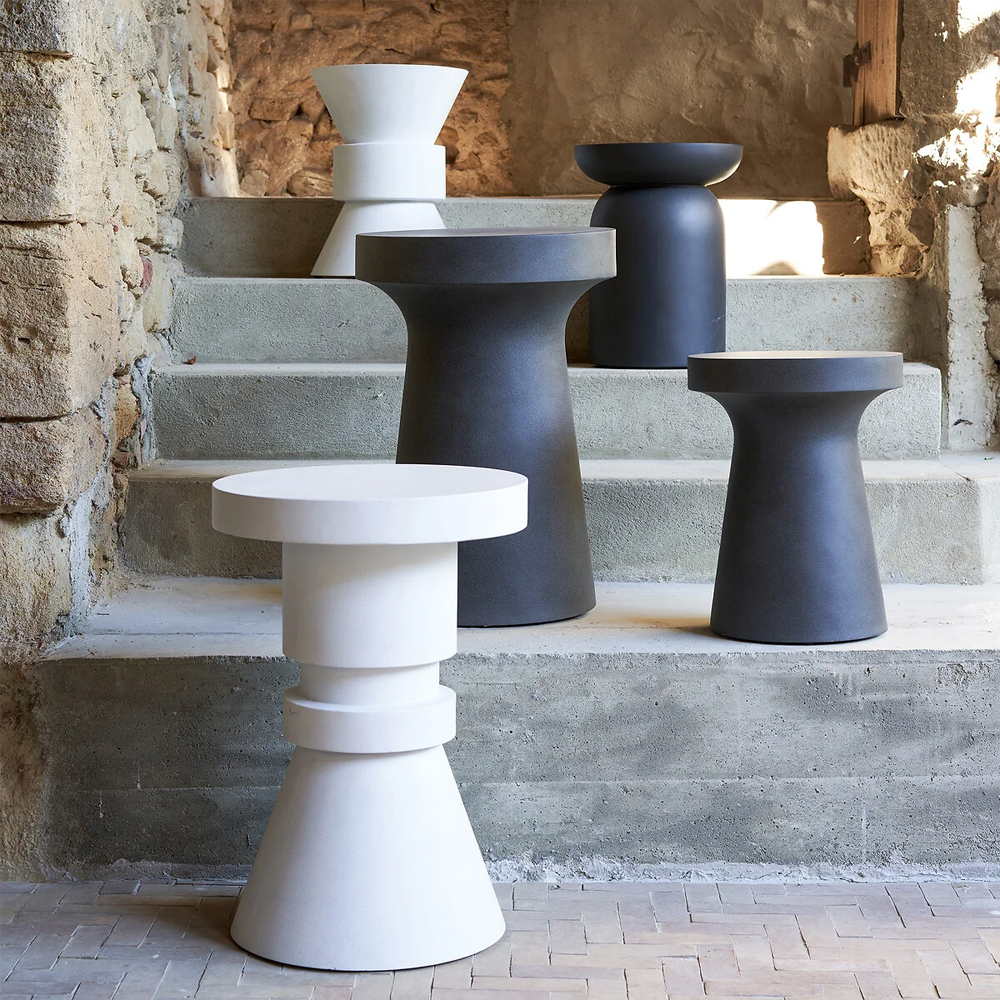 Приставной стол из искусственного камня Chess White