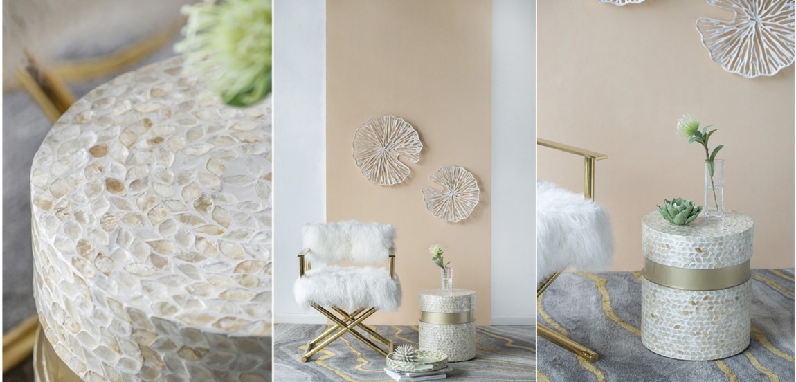 Приставной стол Инкрустация ракушками устриц