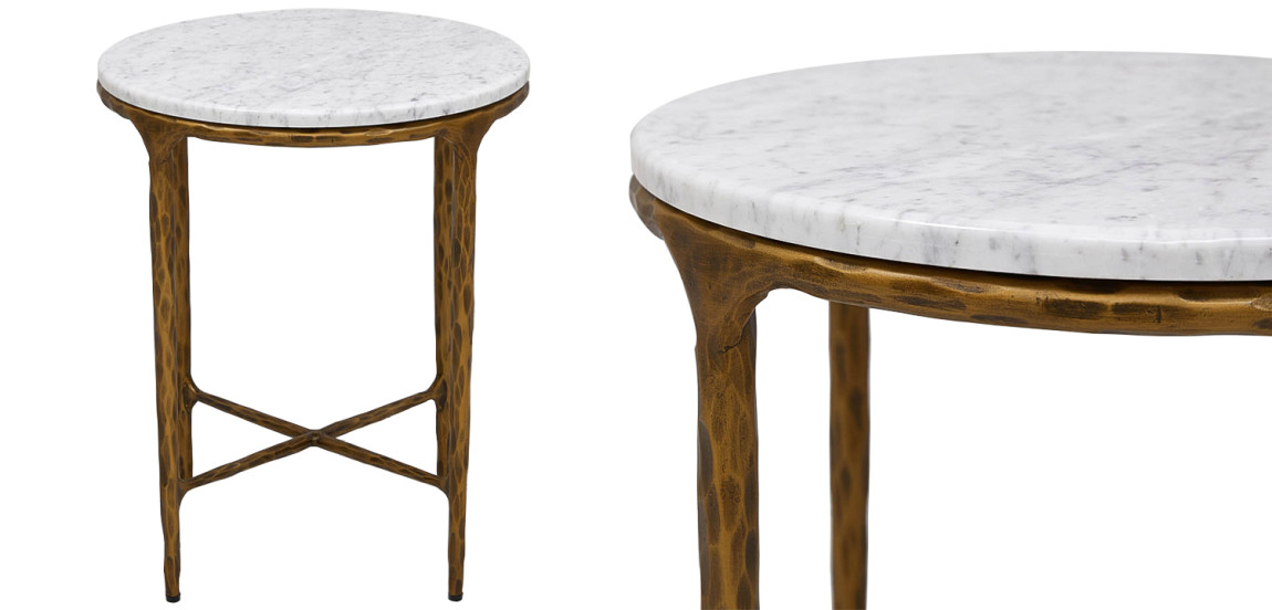 Приставной стол круглый с мраморной столешницей Randy Marble Round Coffee Table
