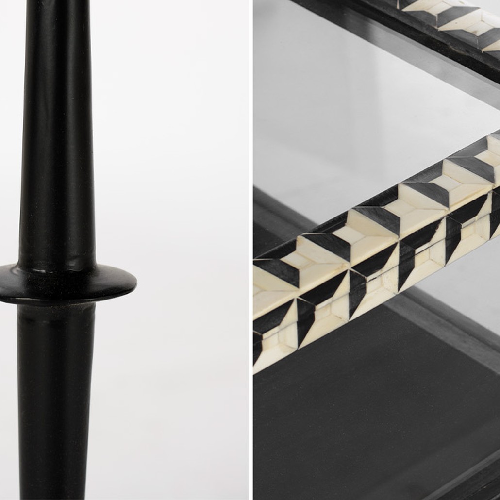 Приставной стол с витриной Bone Inlay black white