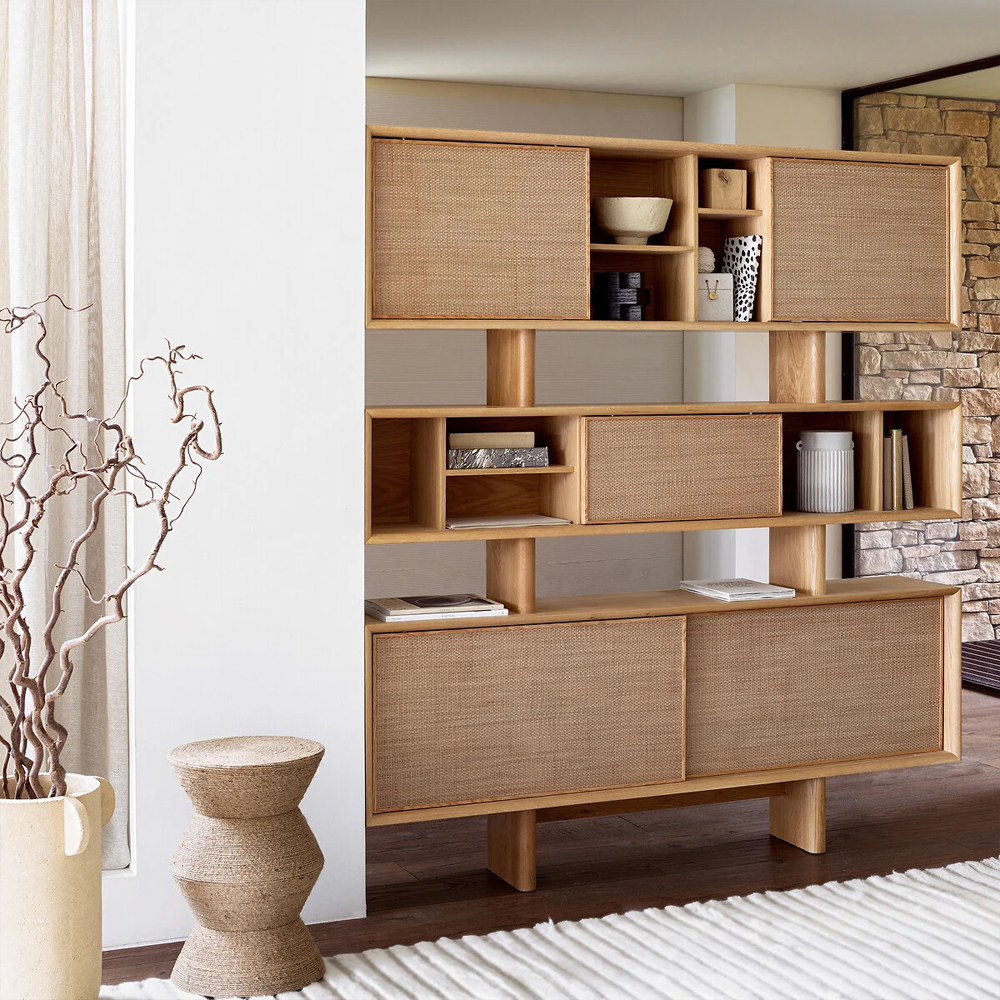 Приставной стол с отделкой из джута Juti D30 см