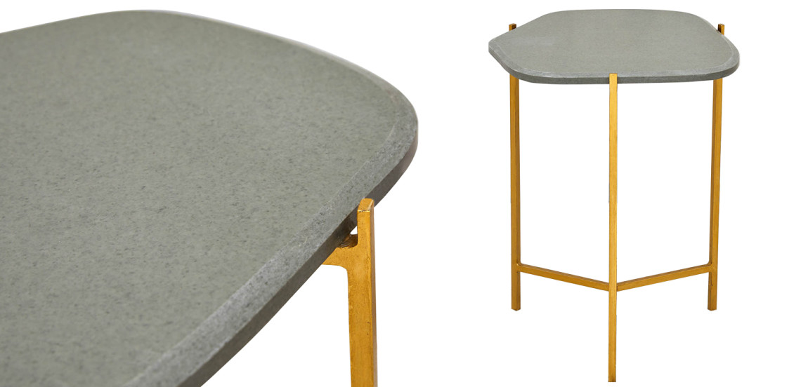 Приставной стол с серой каменной столешницей Tuan Side Table Grey