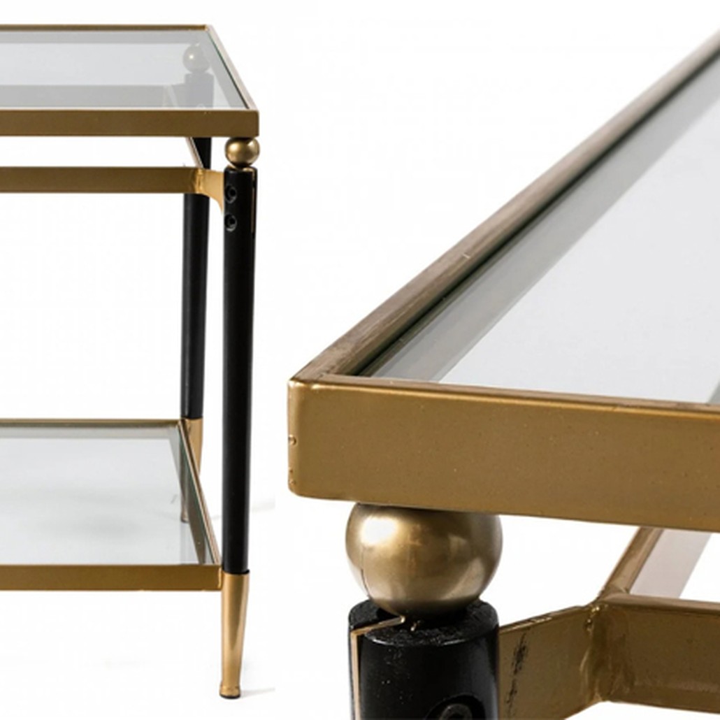 Приставной столик Black & Gold Table two-tier
