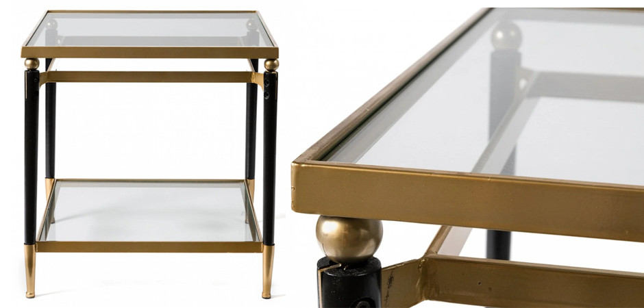 Приставной столик Black & Gold Table two-tier