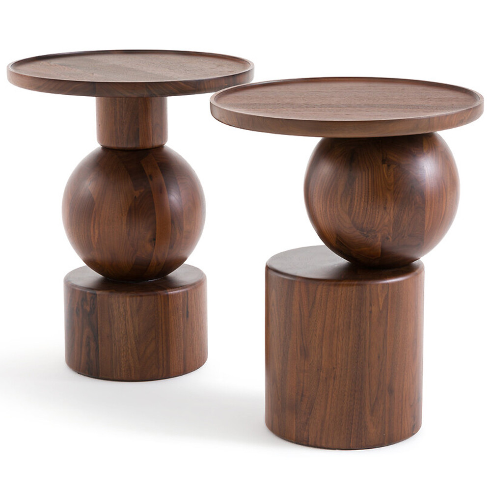 Приставной столик из массива Kobe Dark Wooden Side Table