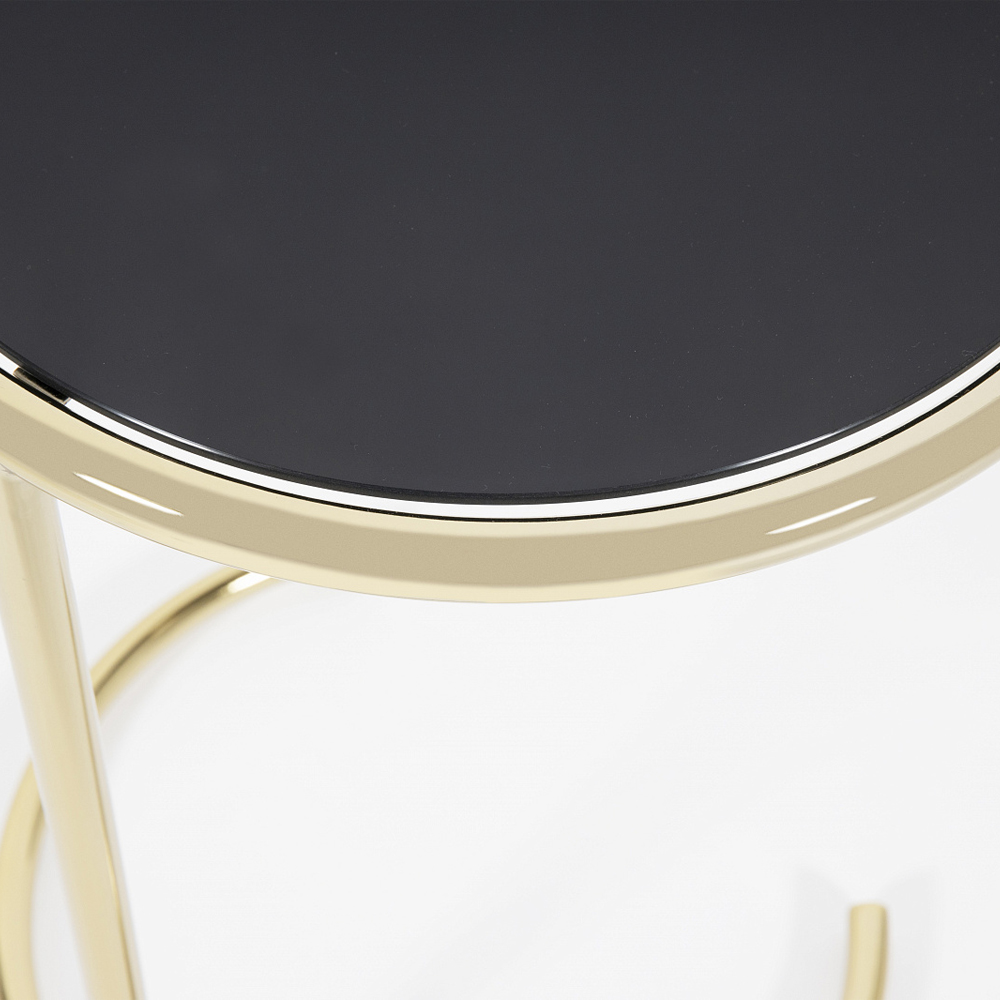 Приставной столик на золотистом основании с черной столешницей Noir