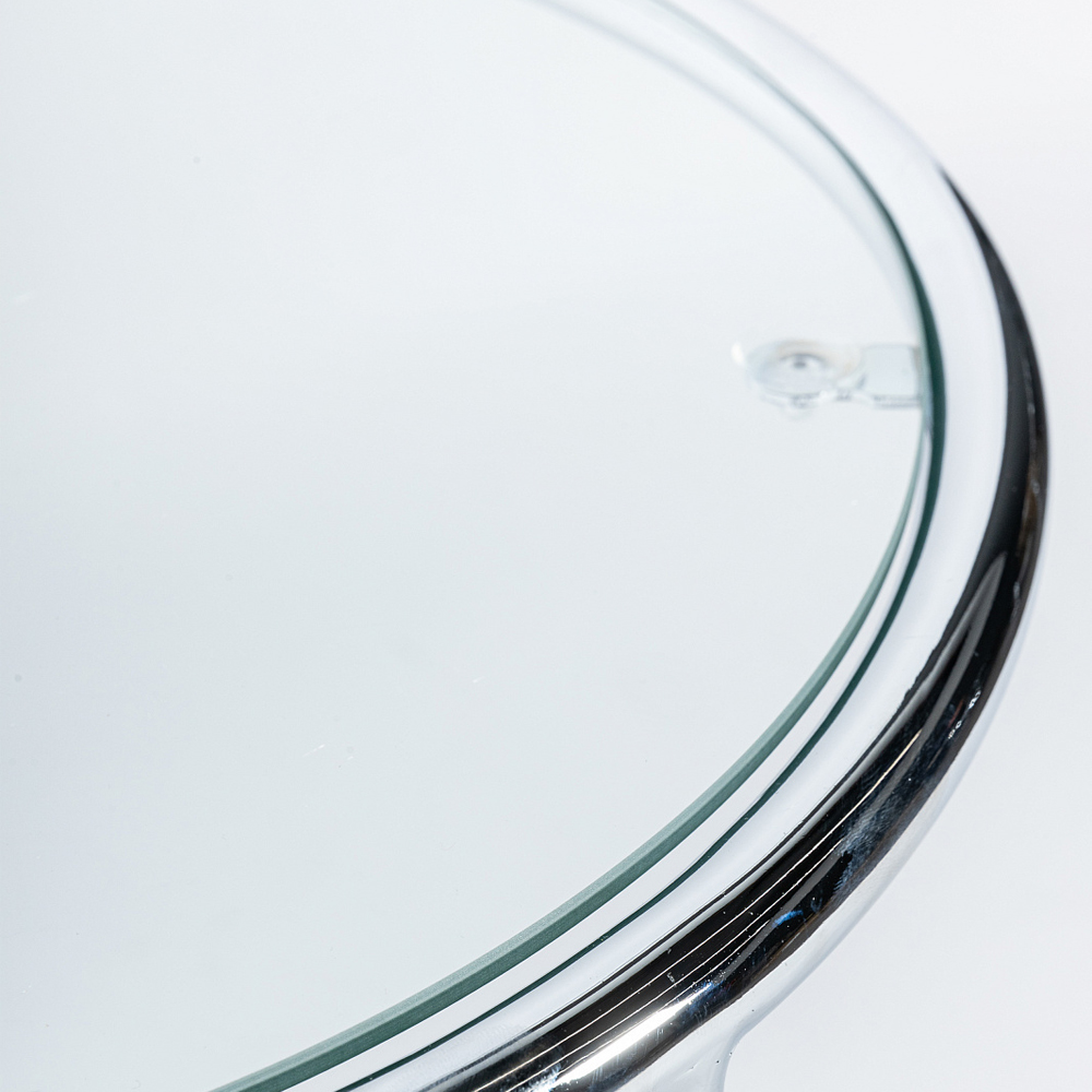 Приставной столик на серебристом основании с столешницей из стекла Noir