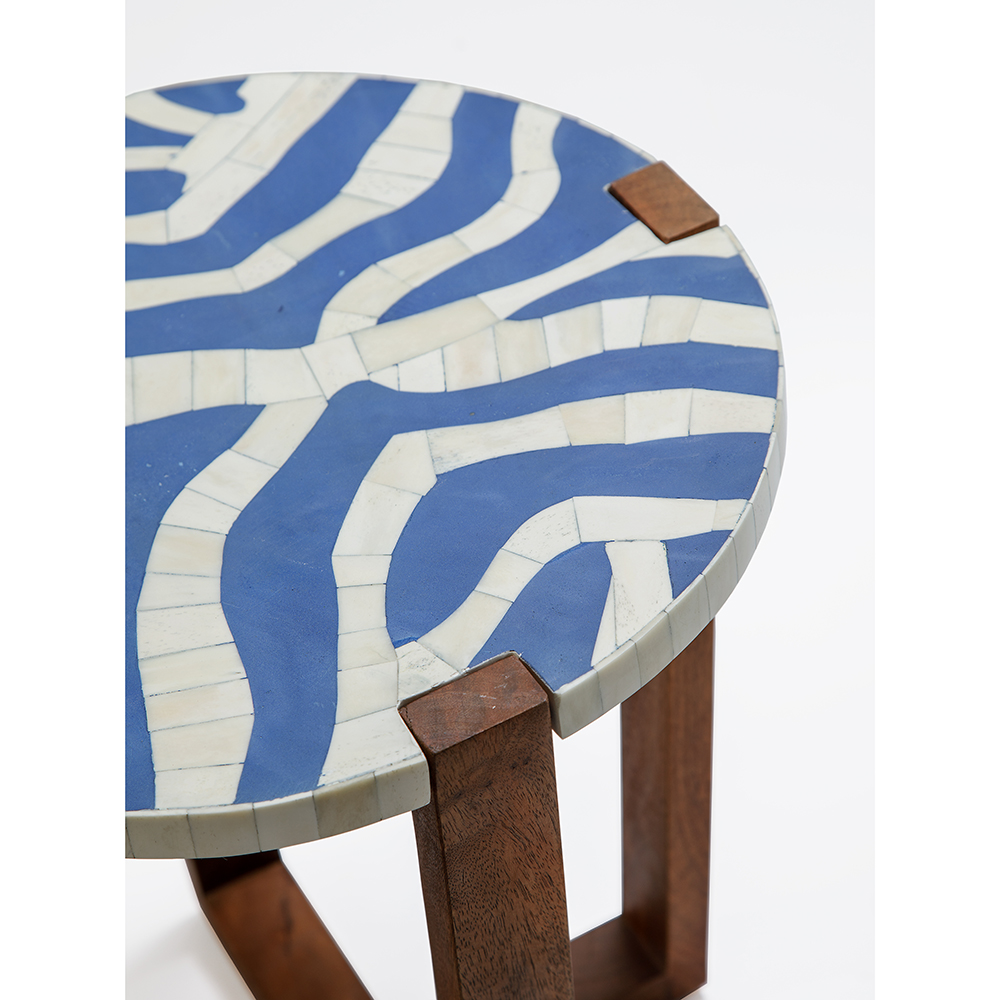 Приставной столик с инкрустацией Azure Reef Side Table - Bone Inlay