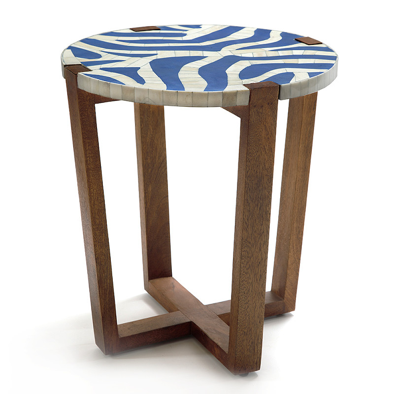 Приставной столик с инкрустацией Azure Reef Side Table - Bone Inlay