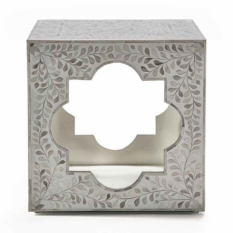Приставной столик с перламутром Bone Inlay Side Table Floral Design
