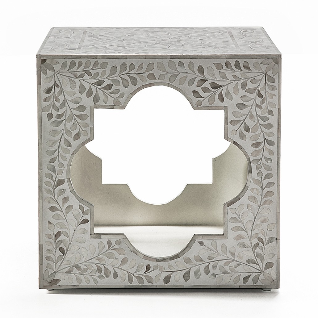 Приставной столик с перламутром Bone Inlay Side Table Floral Design