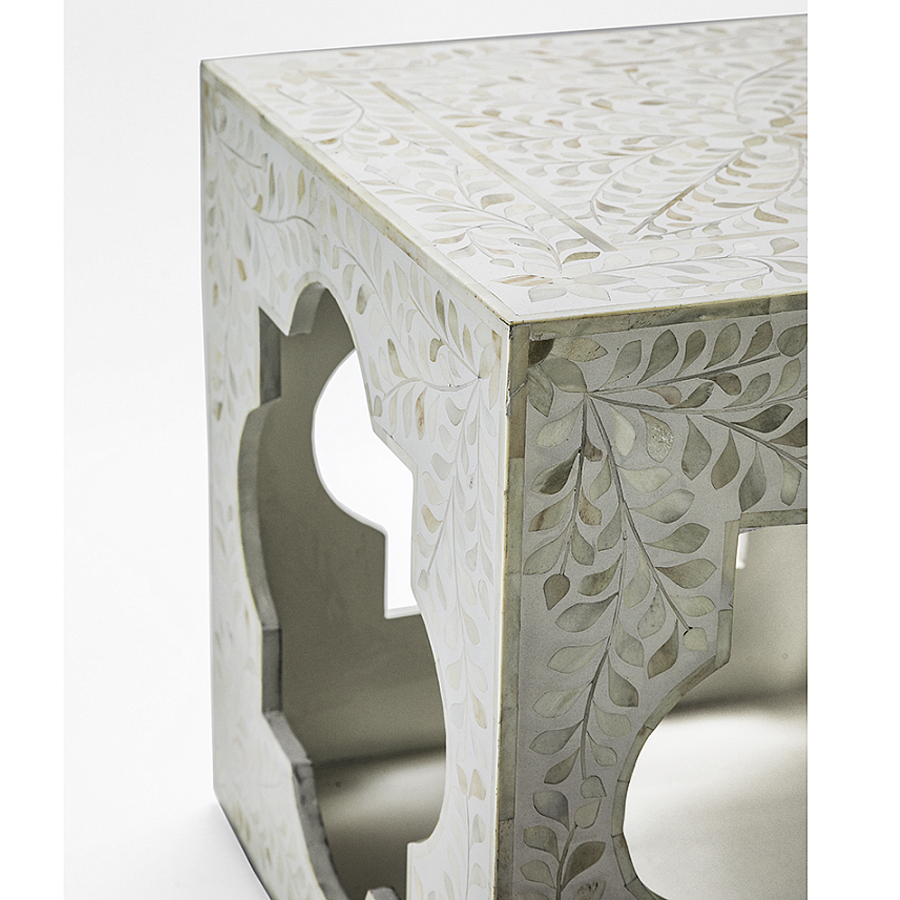 Приставной столик с перламутром Bone Inlay Side Table Floral Design