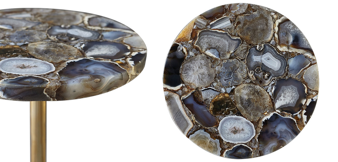 Приставной столик со столешницей из агата Grey Agate Side Table