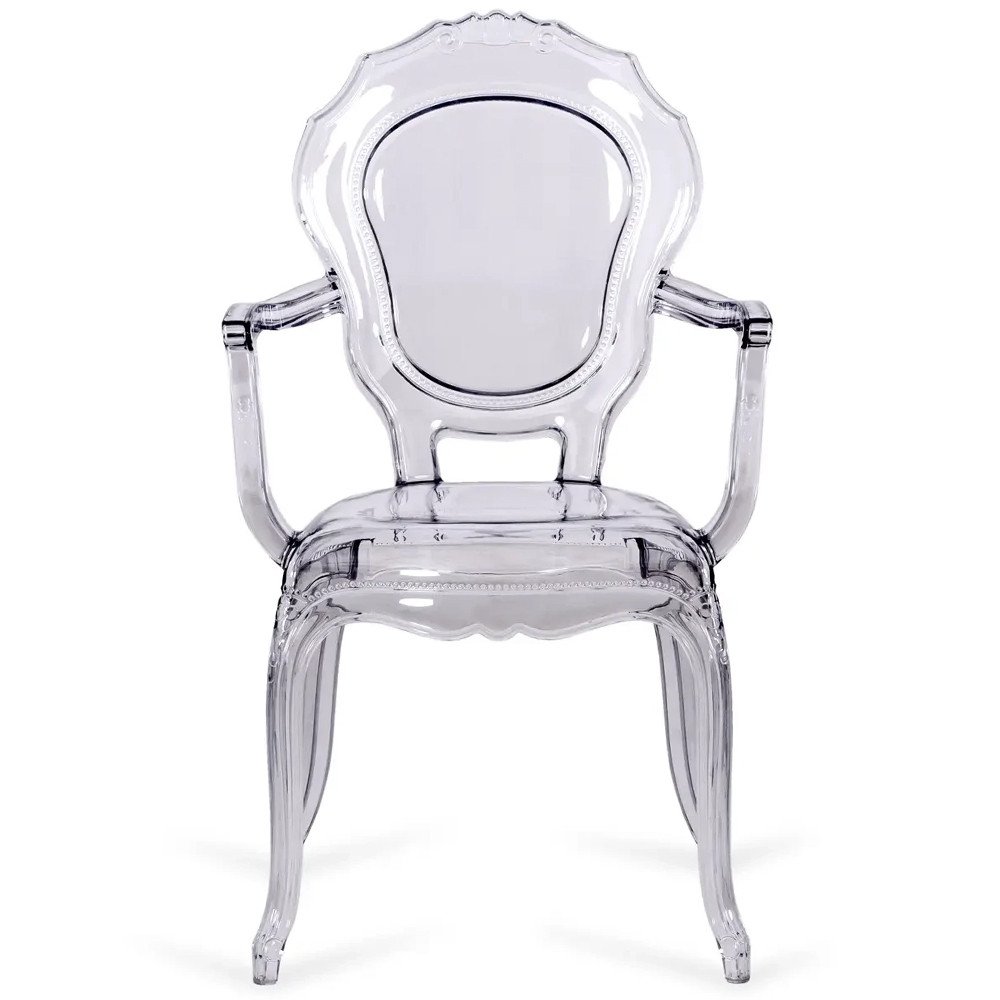 Прозрачный стул с подлокотниками LOUIS GHOST CHAIR Grey