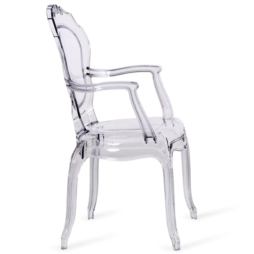 Прозрачный стул с подлокотниками LOUIS GHOST CHAIR Grey
