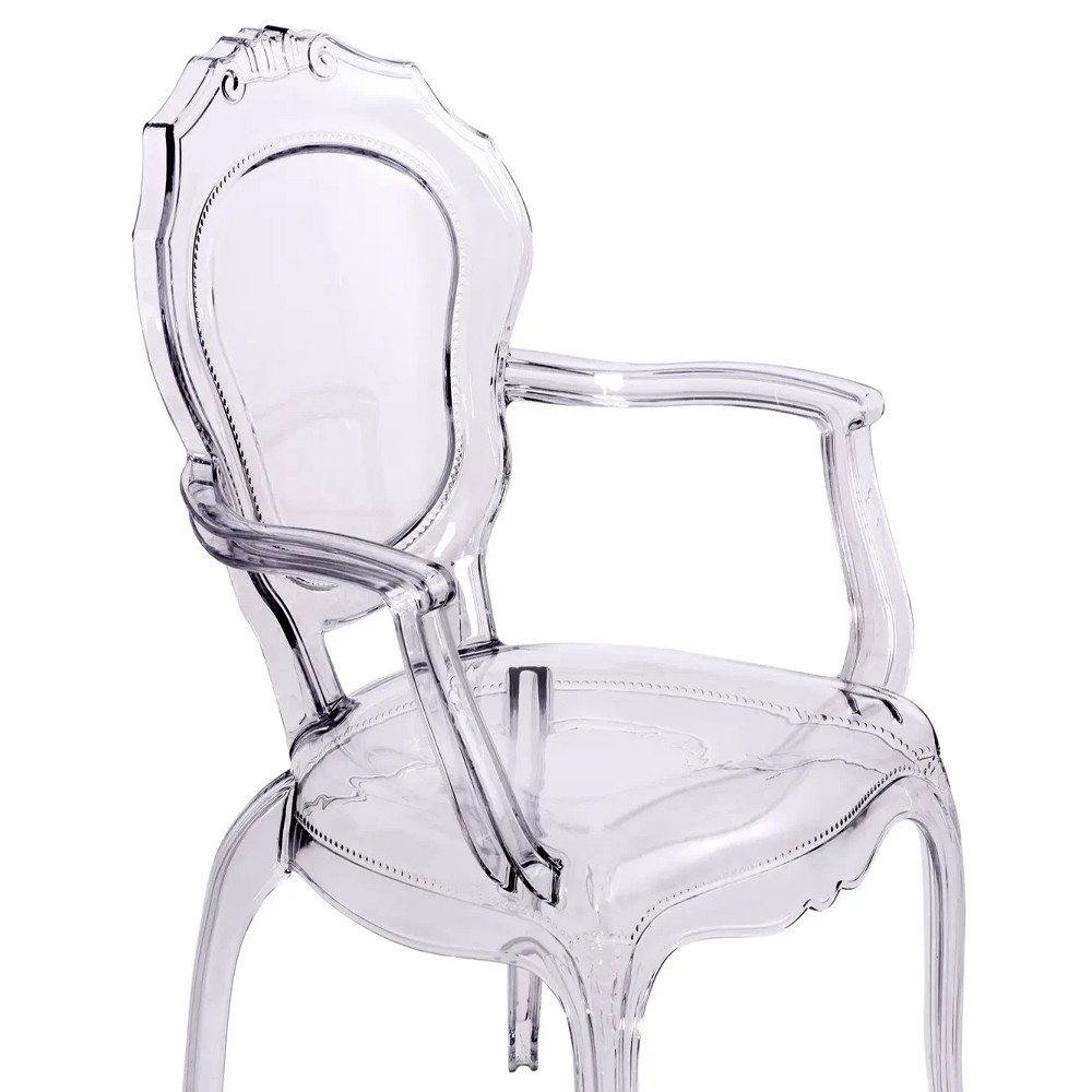 Прозрачный стул с подлокотниками LOUIS GHOST CHAIR Grey