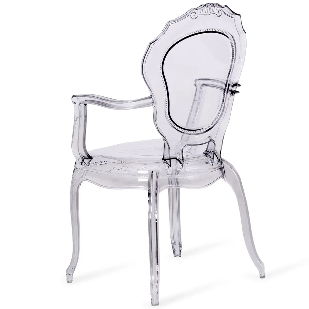 Прозрачный стул с подлокотниками LOUIS GHOST CHAIR Grey