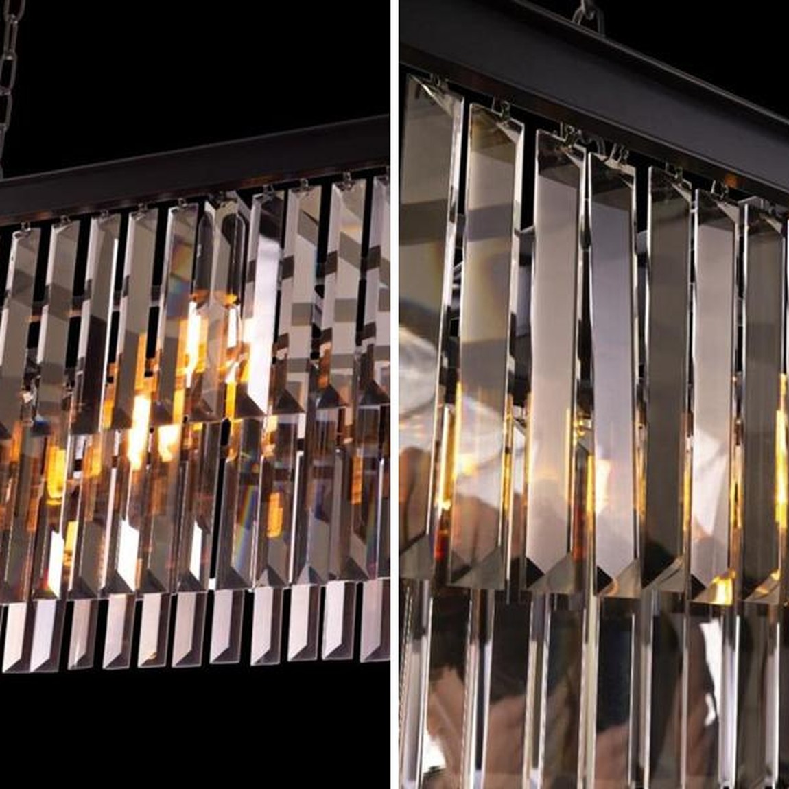 Прямоугольная Люстра Odeon Black iron Серое Стекло Длина 120 см