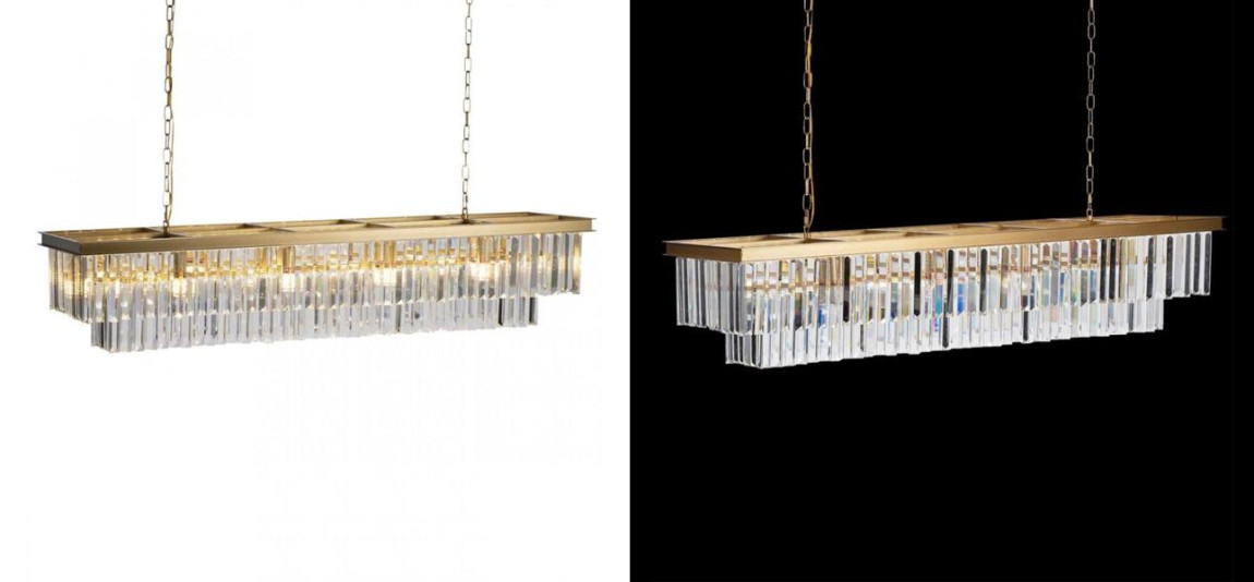 Прямоугольная Люстра Odeon GOLD iron Прозрачное Стекло Длина 120 см