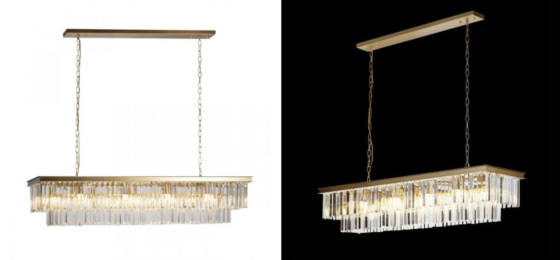 Прямоугольная Люстра Odeon GOLD iron Прозрачное Стекло Длина 120 см