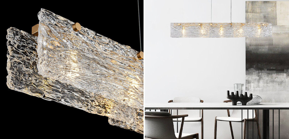 Прямоугольная Люстра с рельефным Стеклом  NIGHTLIFE