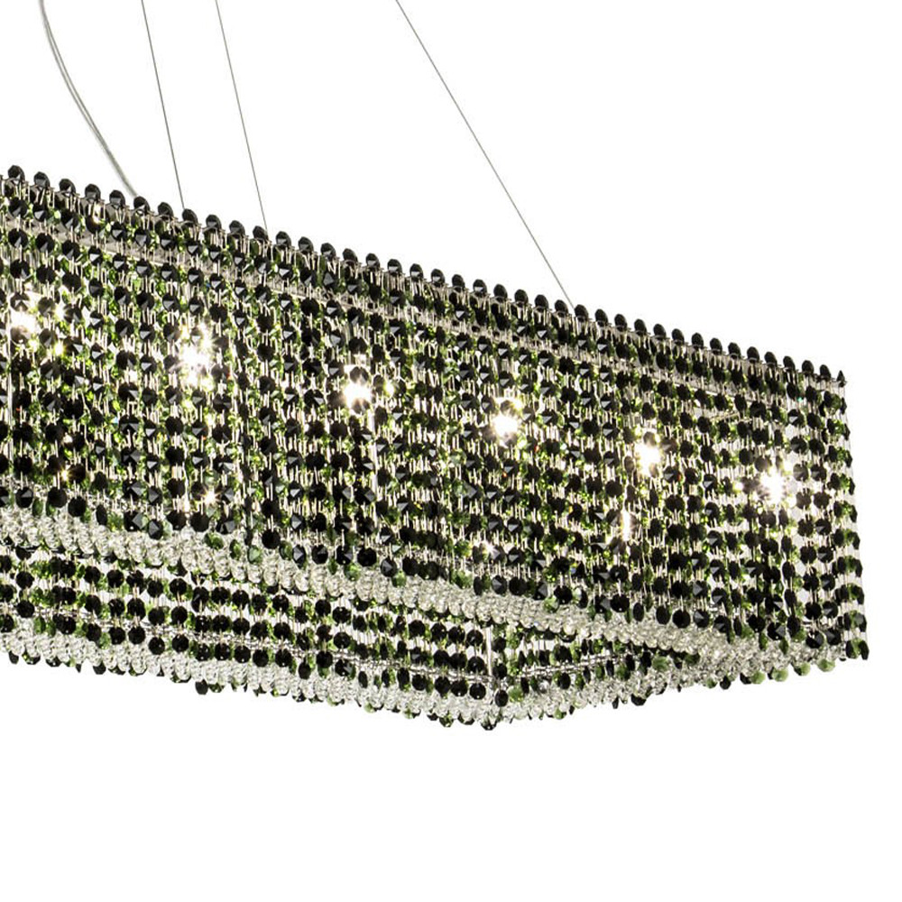 Прямоугольная люстра с хрустальными подвесками Crystal Art Chrome Green Rectangular Chandelier