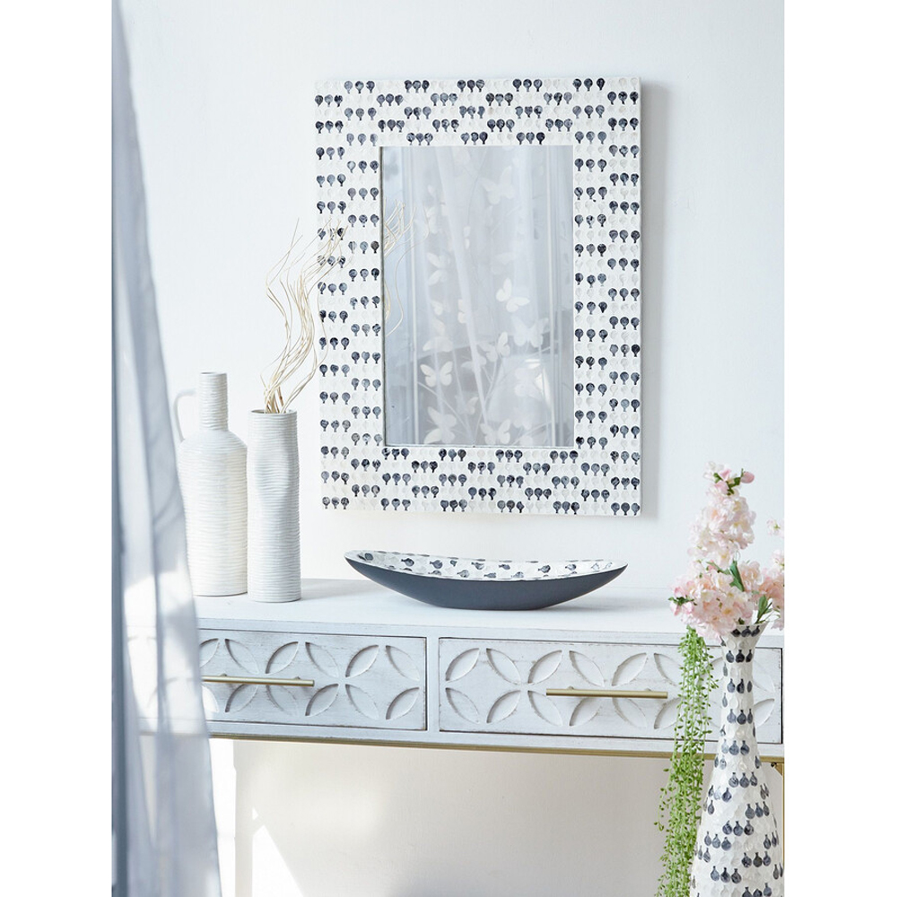 Прямоугольное зеркало с инкрустацией раковинами устриц Mother оf Pearl Facets