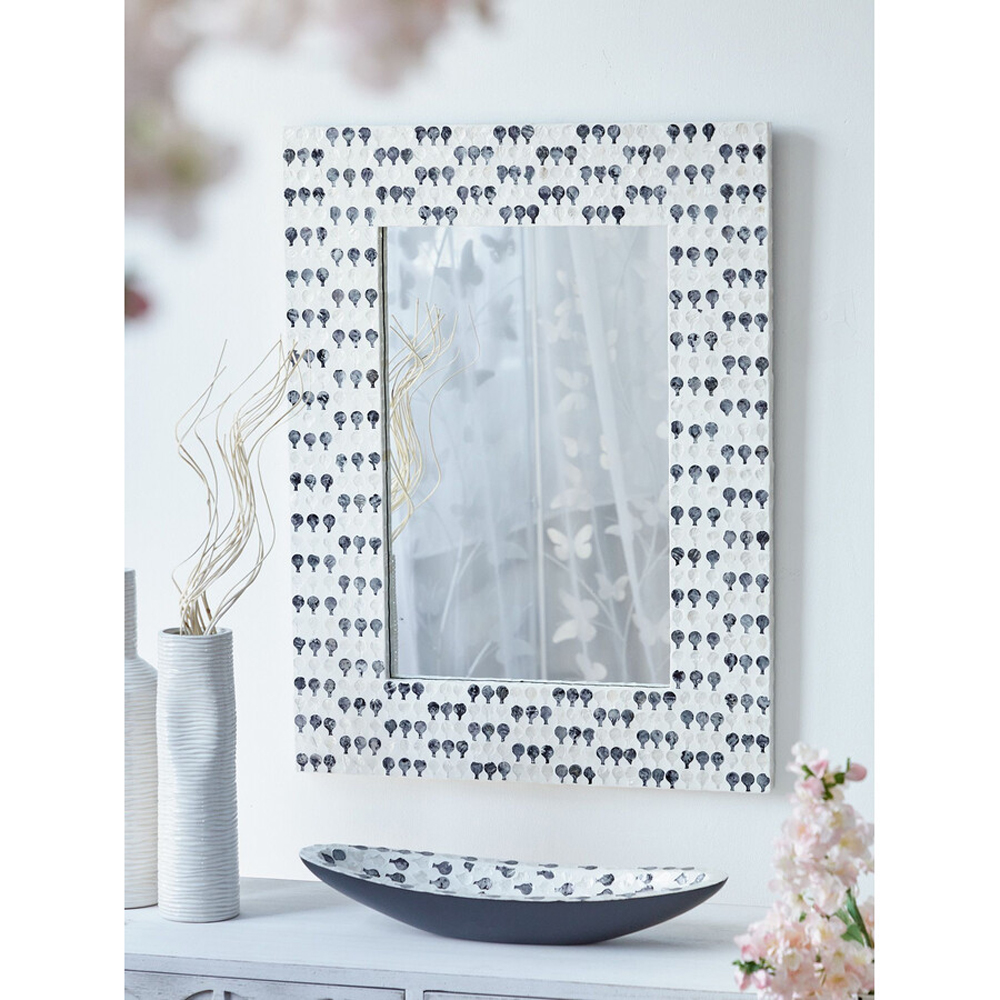 Прямоугольное зеркало с инкрустацией раковинами устриц Mother оf Pearl Facets