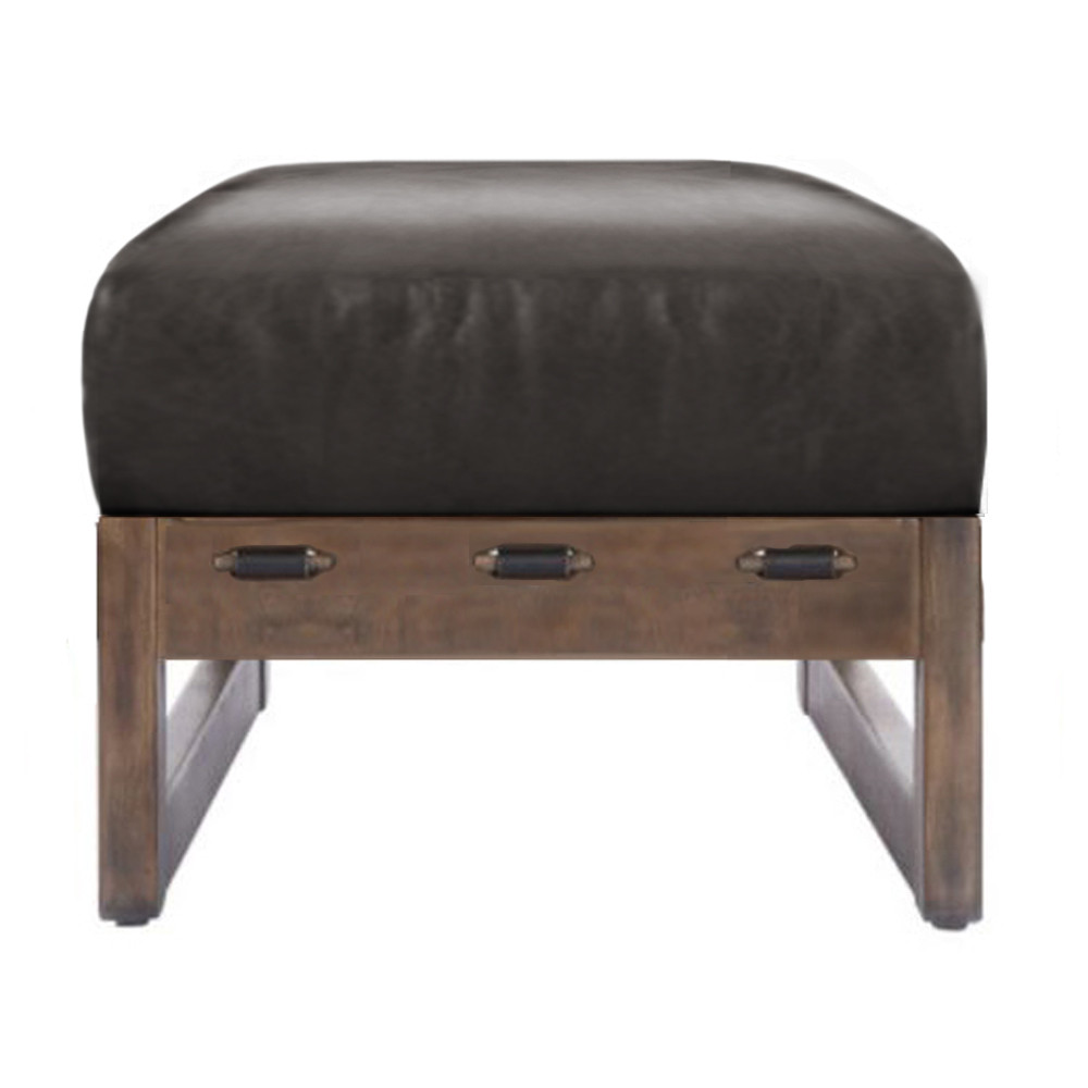 Банкетка Duncan винтажная черная кожа