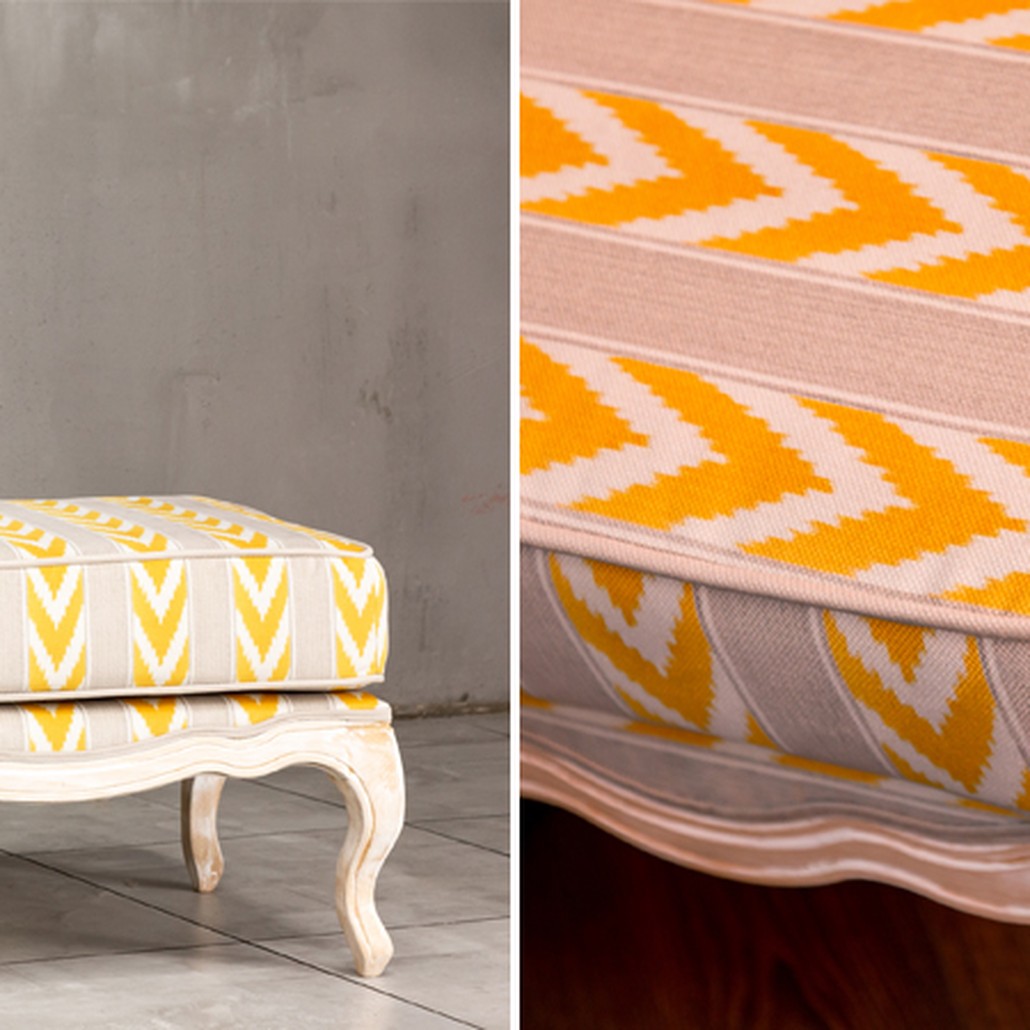 Пуф Ikat Pattern с желтым узором