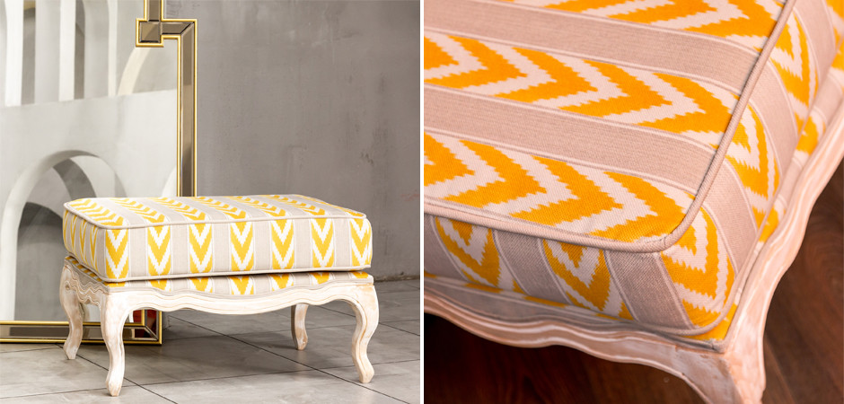 Пуф Ikat Pattern с желтым узором