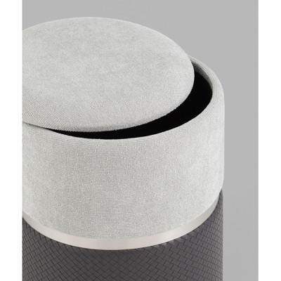 Пуф Mauldine с ящиком серо-черный с экокожей