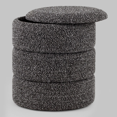 Пуф Three Gray в ткани букле серого цвета