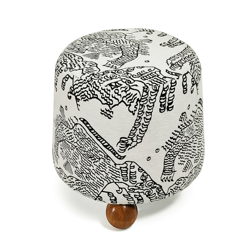 Пуф Wakonda с Круглыми ножками Черно-Белый орнамент