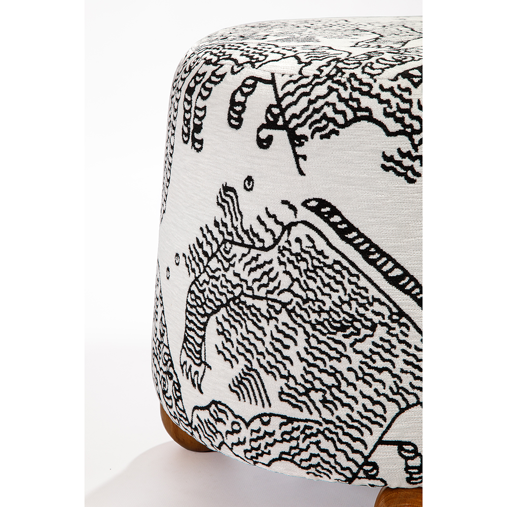 Пуф Wakonda с Круглыми ножками Черно-Белый орнамент