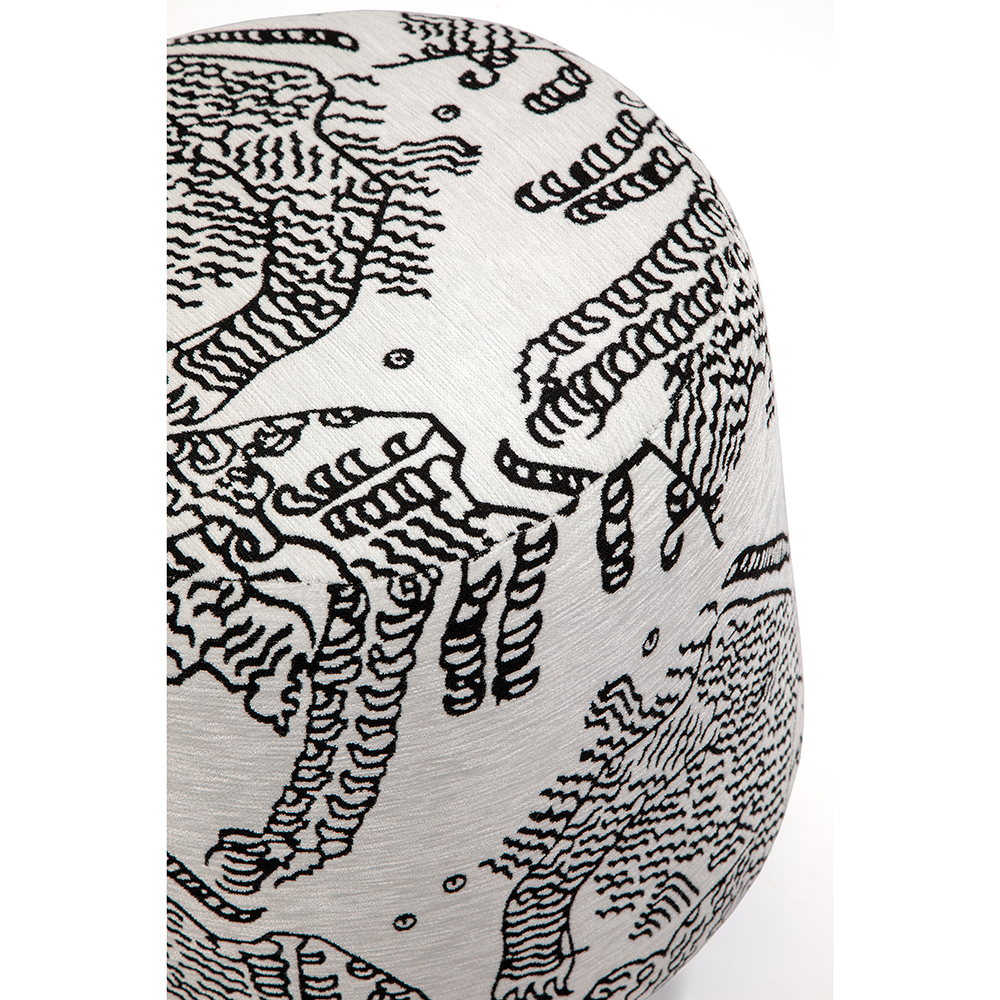 Пуф Wakonda с Круглыми ножками Черно-Белый орнамент