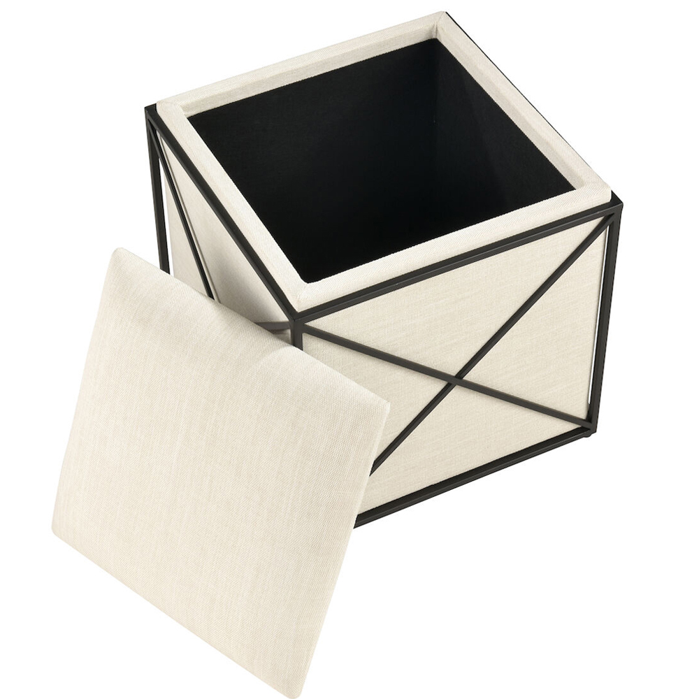 Пуф бежевый с черной металлической рамой Beige Pouf