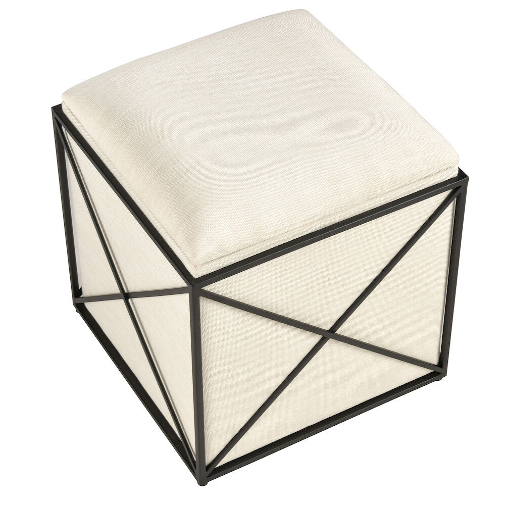 Пуф бежевый с черной металлической рамой Beige Pouf