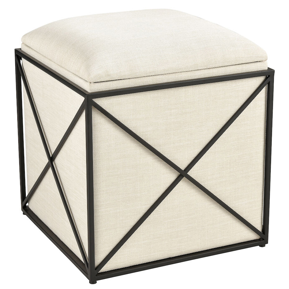 Пуф бежевый с черной металлической рамой Beige Pouf