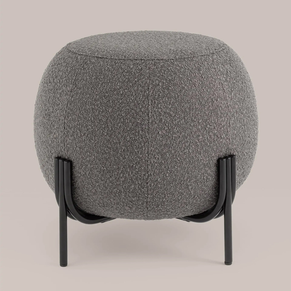 Пуф в ткани букле темно-серого цвета Pikelet