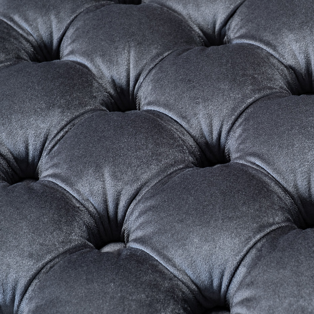 Пуф велюровый серый с каретной стяжкой Perennially