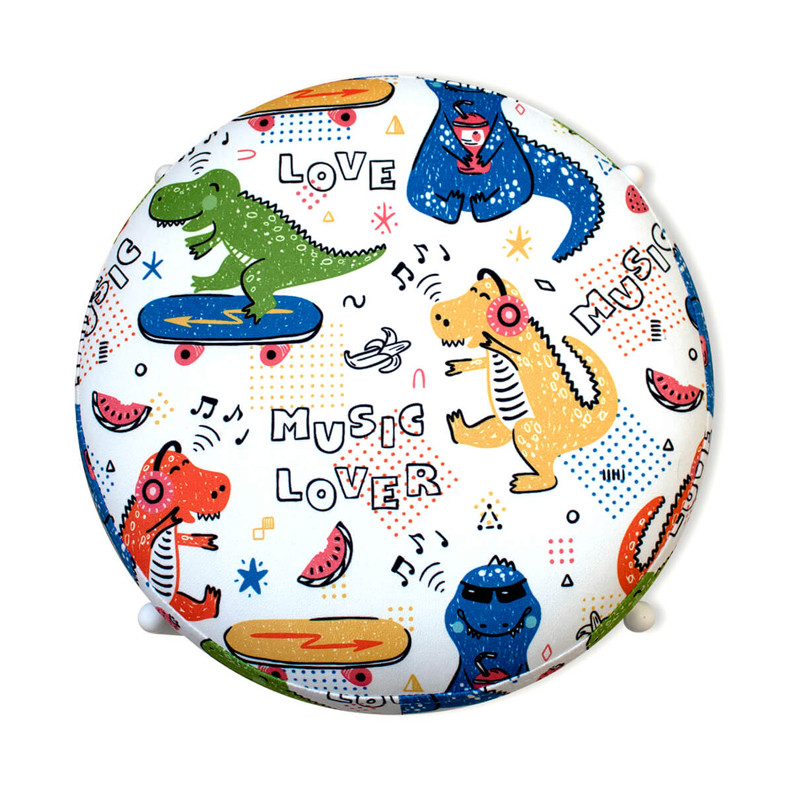 Пуф детский круглый с принтом на 4-х белых ножках Dinosaurs CHILDHOOD